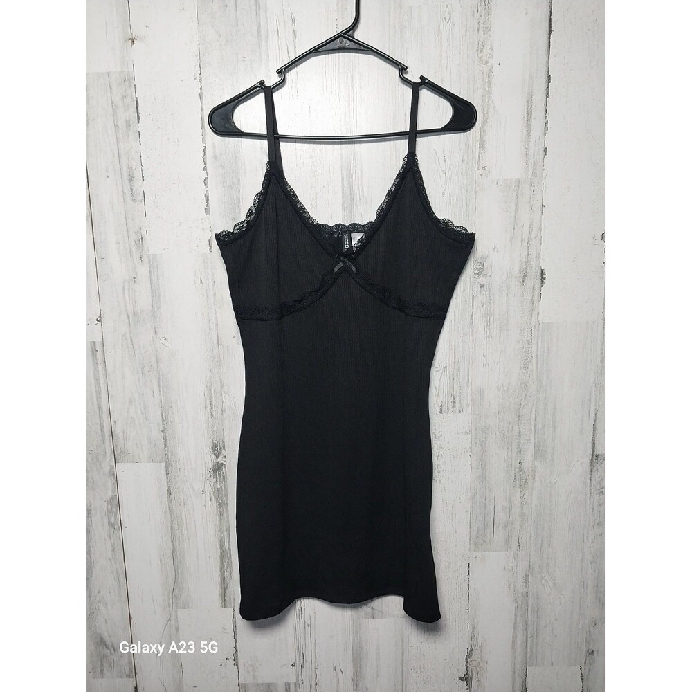 H&M Ribbed Bodycon Dress Size Large Black